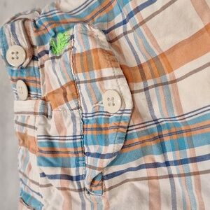 Vintage 90s Y2k Abercrombie & Fitch Frat Boy AS IS Plaid Orange Blue Shorts SzLg